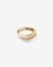Michael Hill - Men's Diamond Row Signet Ring in 10kt Yellow Gold