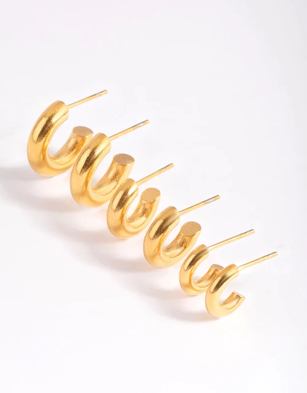 Lovisa - Waterproof Gold Plated Stainless Steel Mixed Hoop Earring Pack