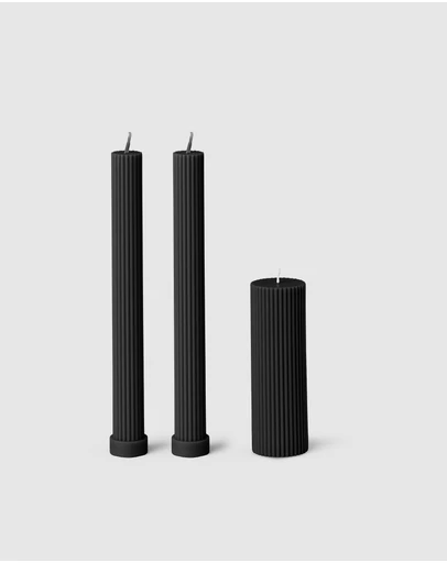 Black Blaze - Column Pillar Candle Combo