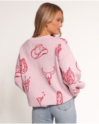 Petal & Pup - Jax Western Knit Sweater - Pink