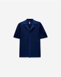 Calibre - Eyelet Mesh Knit Shirt Delft Blue
