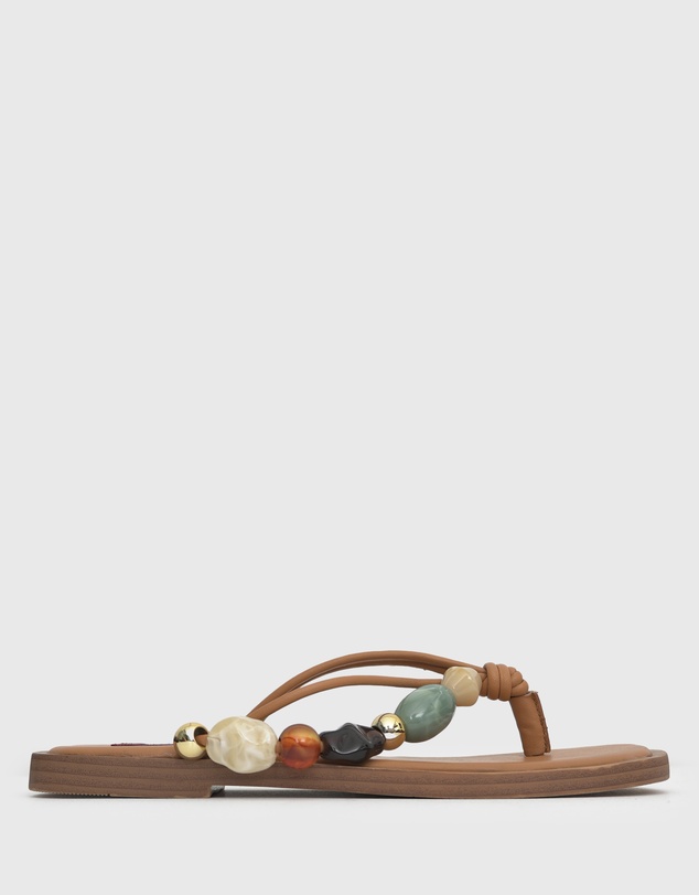 Betts - Saltwater Leather Multi Beaded Thong Sandals