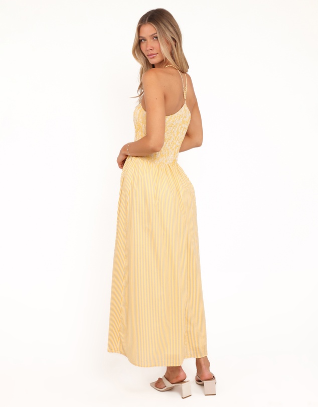 Petal & Pup - Aviva Smocked Midi Dress - Mango Stripe