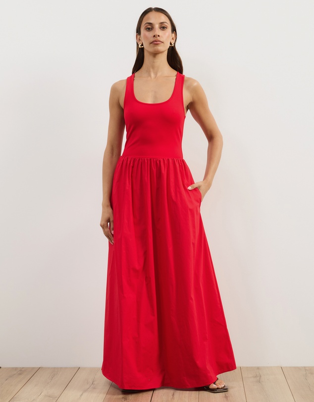 Atmos&Here - Bonnie Scoop Neck Contrast Midi Dress