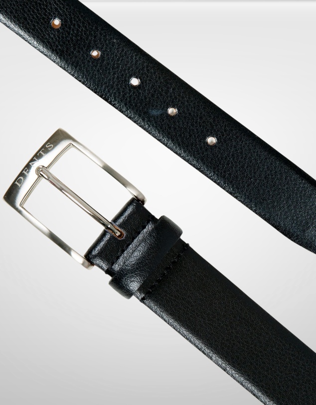 DENTS - Heritage Lined Matt Full-Grain Leather Belt with Satin Nickel Buckle
