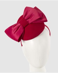 Max Alexander - Felt Red Winter Pillbox Fascinator with Bow