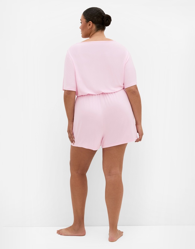 City Chic - Plus size Cara Sleep Romper - baby pink