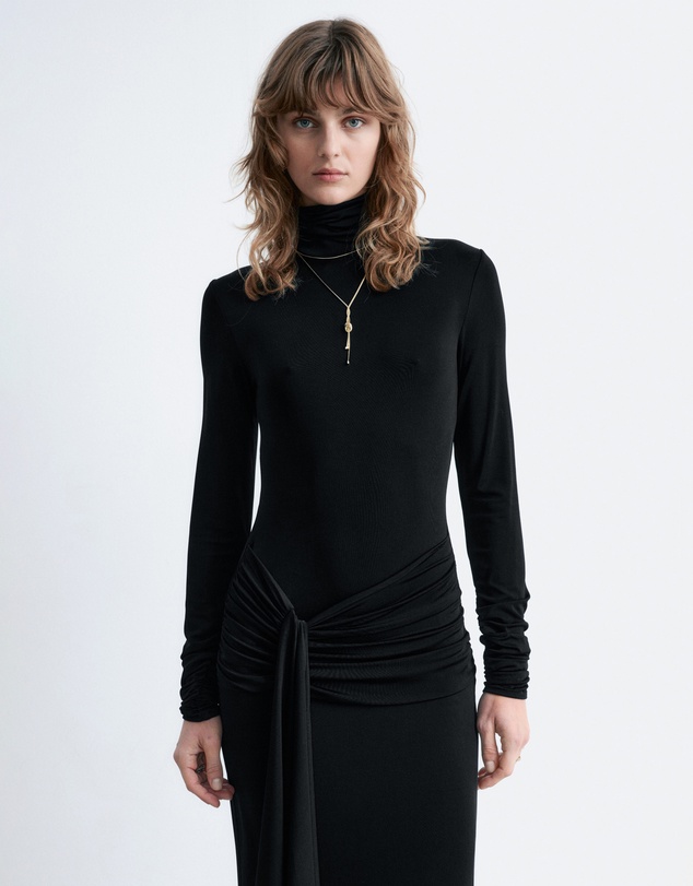 & Other Stories - Tie-Detail Turtleneck Midi Dress