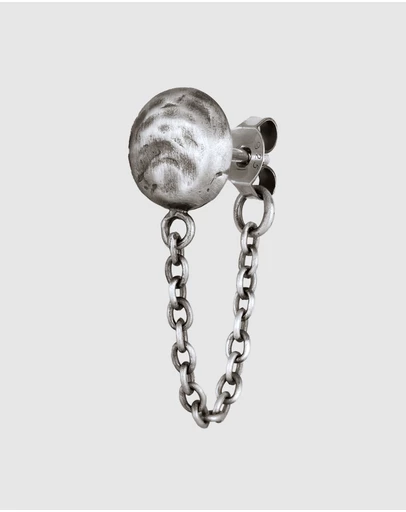 Haze & Glory - ICONIC EXCLUSIVE - Earrings Men Circle Chainy Stud 925 Sterling Silver