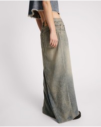 ONE TEASPOON - Dirty Blue Denim Column Skirt