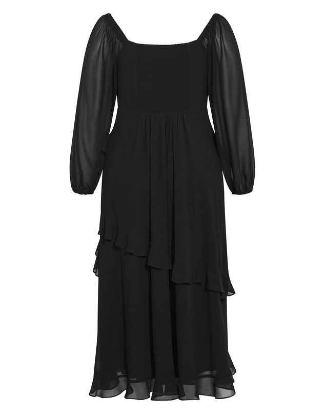 City Chic - Plus size Shayla Long Sleeve Maxi Dress - black