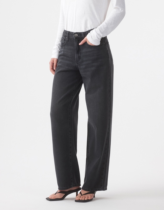 Outland Denim - Olive Mid Slouchy Wide Jean
