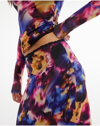 Dazie - Midnight Bloom Mesh Maxi Skirt