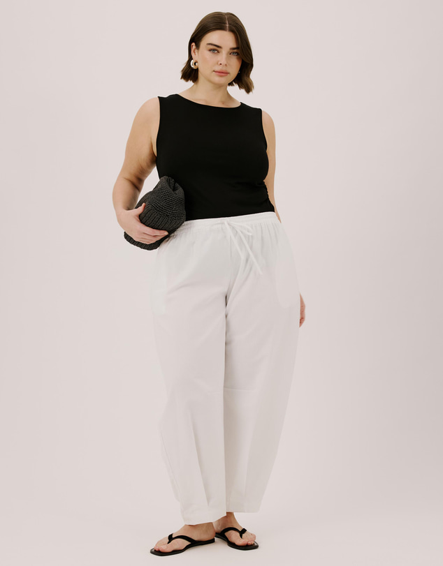 Atmos&Here Curvy - Clara Linen Blend Barrel Leg Pants