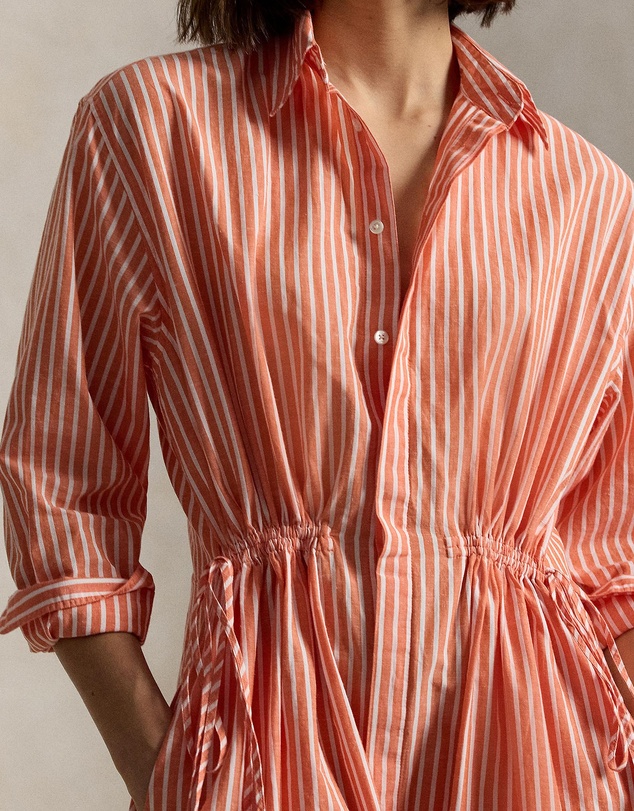 Polo Ralph Lauren - Striped Cotton-Linen Drawcord Shirt Dress