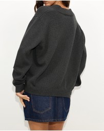 Dazie - Zara V-Neck Cotton Knit Jumper