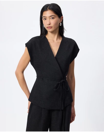 Calli - Tori Tweed Wrap Top