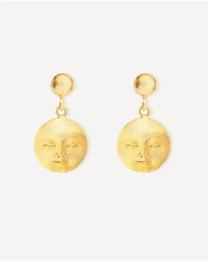Ottoman Hands - Moon Face Gold Drop Earrings