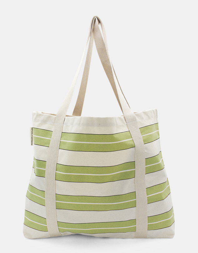 Morgan & Taylor - Cove Beach Tote Bag in Green and White Stripe