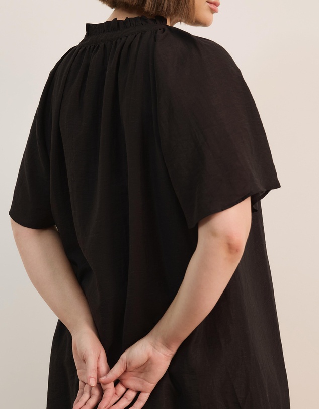 Atmos&Here Curvy - Amina Linen Blend A-Line Mini Dress with Butterfly Sleeve