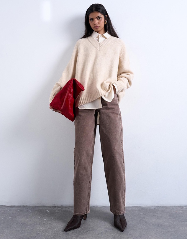 TOPSHOP - Knitted Clean V-Neck Jumper