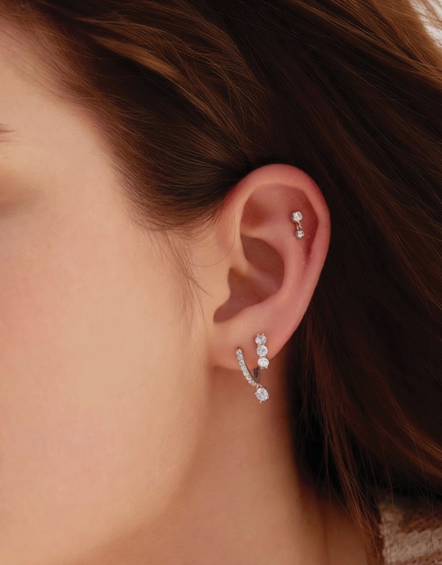 Ania Haie - Silver Dangling Sparkle Huggie Hoop Earrings