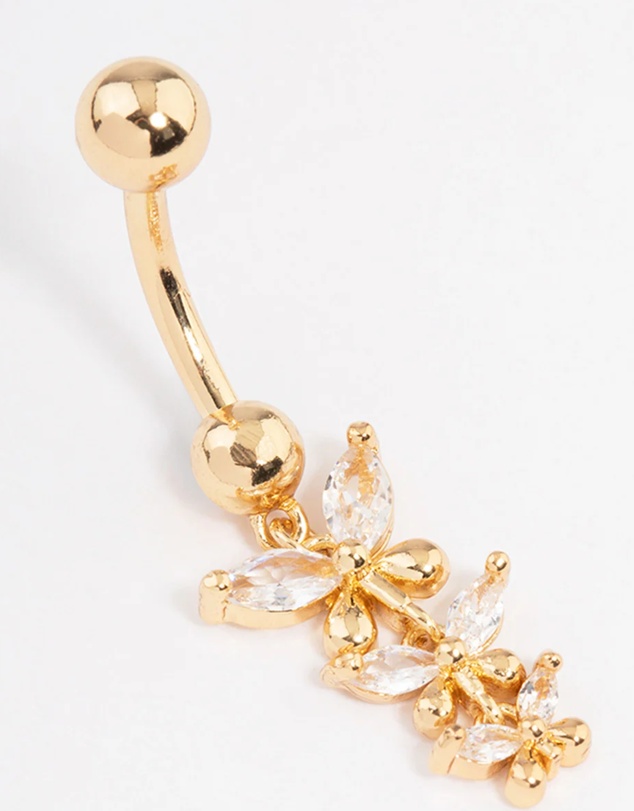 Lovisa - Gold Plated Surgical Steel Triangular Butterfly Drop Belly Ring