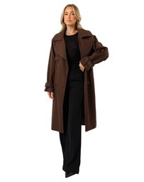 Petal & Pup - Billy Button Front Trench Coat - Chocolate Brown