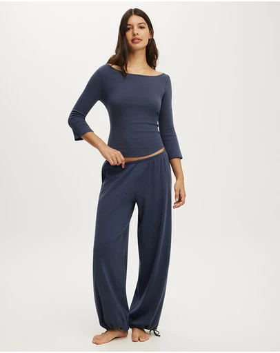 Cotton On Body - Dreamy Soft Pointelle Wide Pants 3/4 Sleeve Top