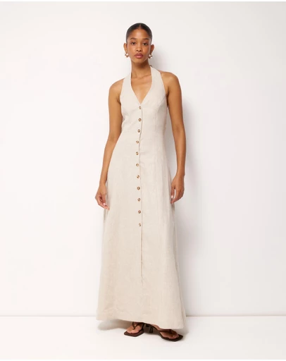 AERE - Rosa Linen Halter Midi Dress