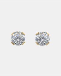 Georgini - Georgini Elegant Essentials 6.5mm Round Hidden Halo Stud Gold