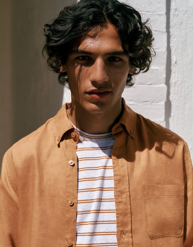 Trenery - Cotton Linen Double Stripe T-shirt in White