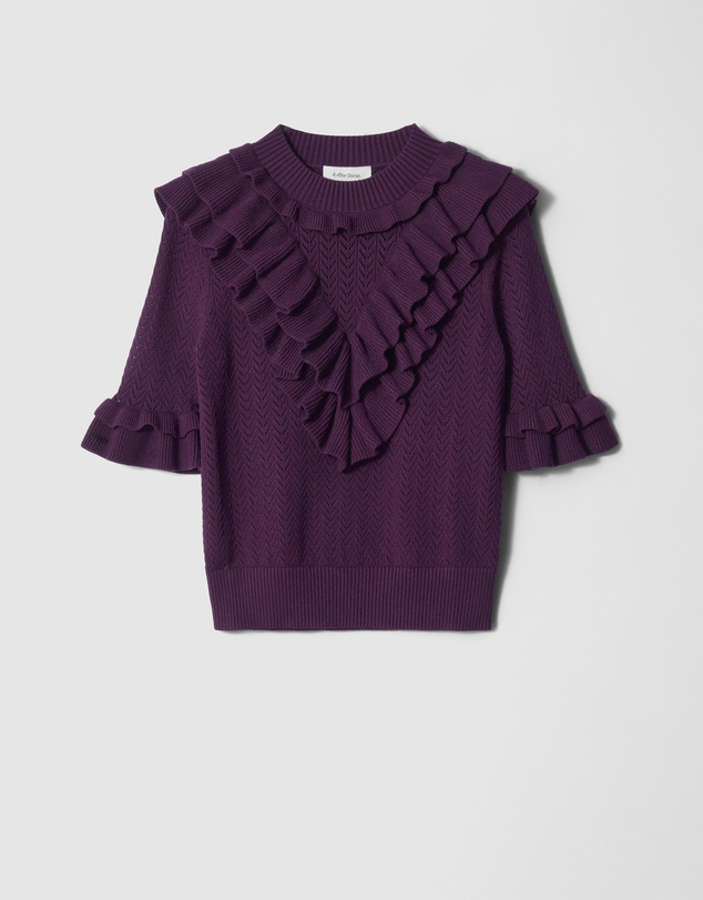 & Other Stories - Pointelle-Knit Ruffle Top