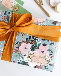 Bespoke Letterpress - Gift Wrap - Christmas Ornaments / Floral Fields - Double Sided 6pk