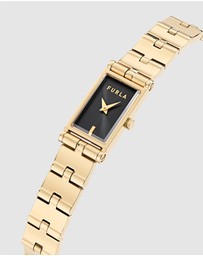 Furla - Baguette Gold-Tone Black Bracelet Watch
