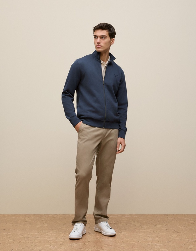 Trenery - Pique Marle Monogram Polo in Stone