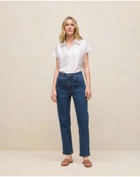 Trenery - High Rise Straight Leg Jean in Mid Blue
