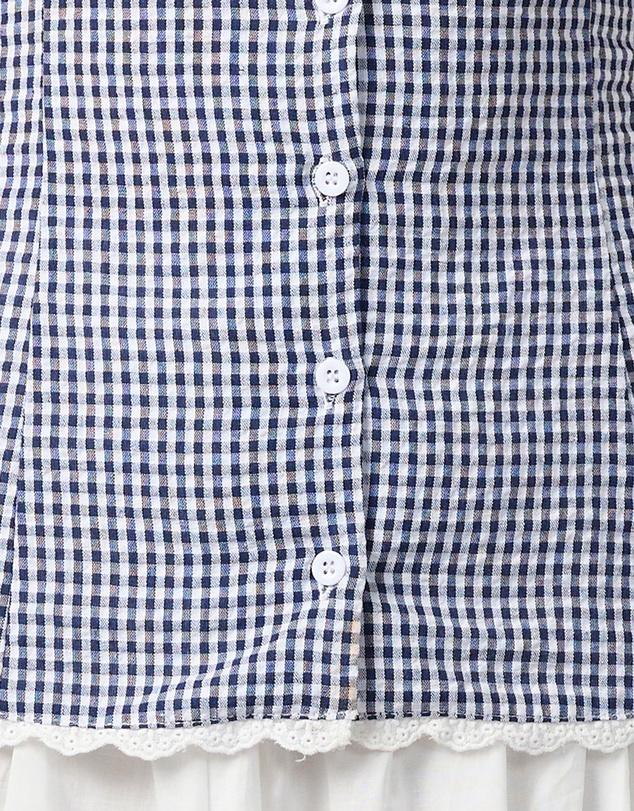 MVN - Gingham Lace Trim Top