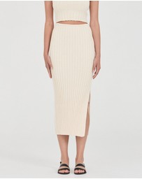 FRIEND of AUDREY - The Cotton Rib Midi Skirt