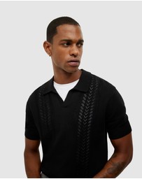 Politix - Pointelle Panelled Trophy Neck Knit