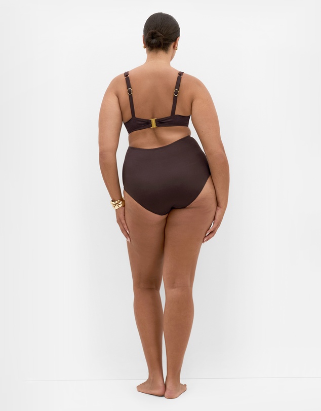 City Chic - Plus size Capri Hi Waist Bikini Brief - chocolate