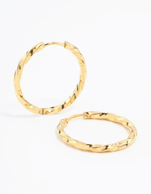 Lovisa - Waterproof Gold Plated Stainless Steel Twisted Hoop Earrings