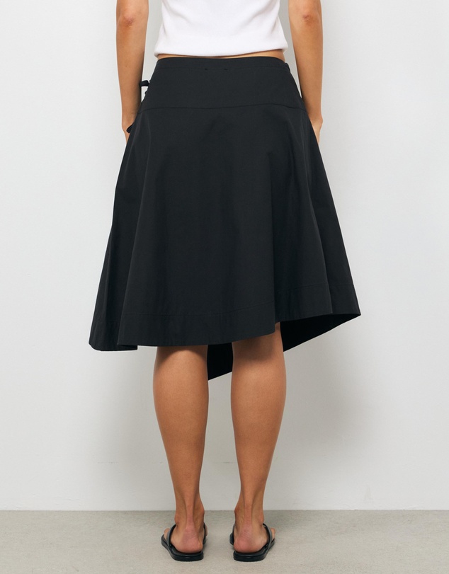 AERE - Liora Asymmetric Wrap Over Midi Skirt
