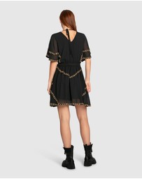 Belle & Bloom - Golden Mark Beaded Trim Mini Dress