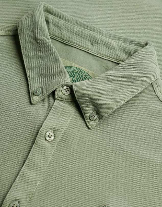 Superdry - Vintage Destroy Pique Long Sleeve Shirt