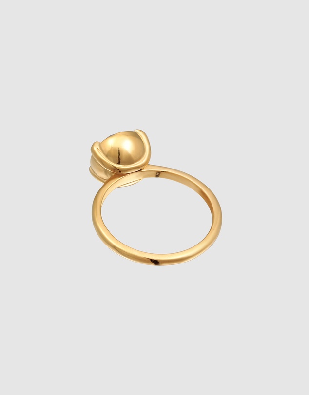 Elli Jewelry - Dark Red Crystal Solitaire Ring in Gold-Plated 925 Silver