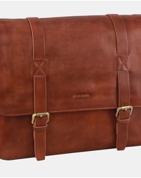 Pierre Cardin - Pierre Cardin Men's Rustic Leather Computer Satchel