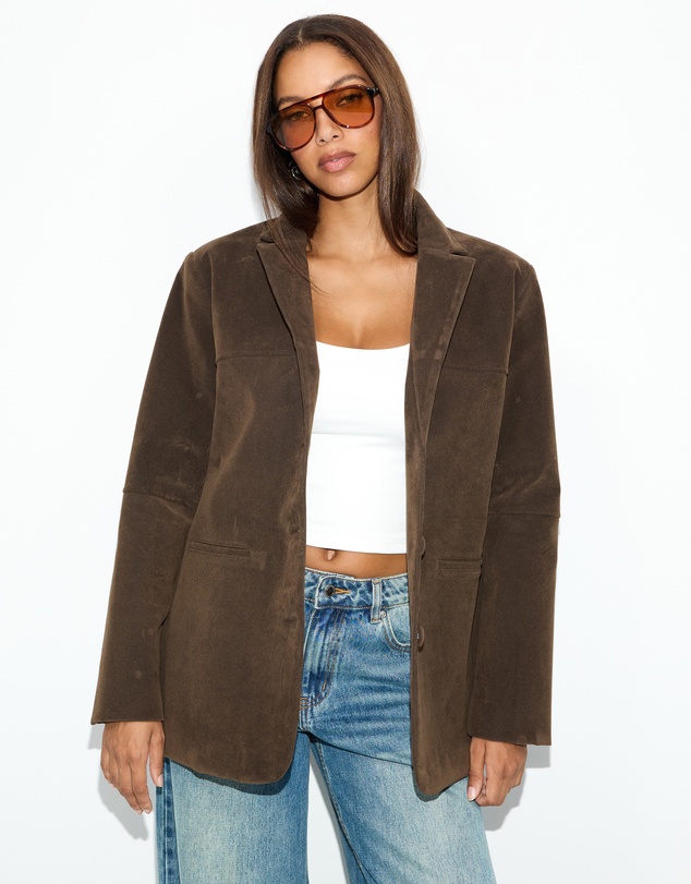 Dazie - Hallie Faux Suede Tailored Blazer