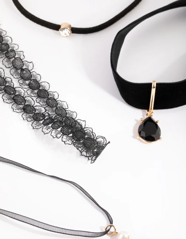 Lovisa - Gold Lace & Teardrop Choker 4-Pack