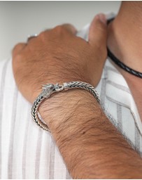 Kuzzoi - ICONIC EXCLUSIVE - Bracelet Male Dragon Head Closure 925 Sterling Silver